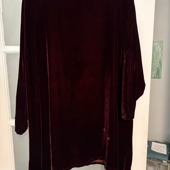 Cut Loose Ruby Velvet Tunic One Size Washable Silk Blend EUC - Picture 5 of 6